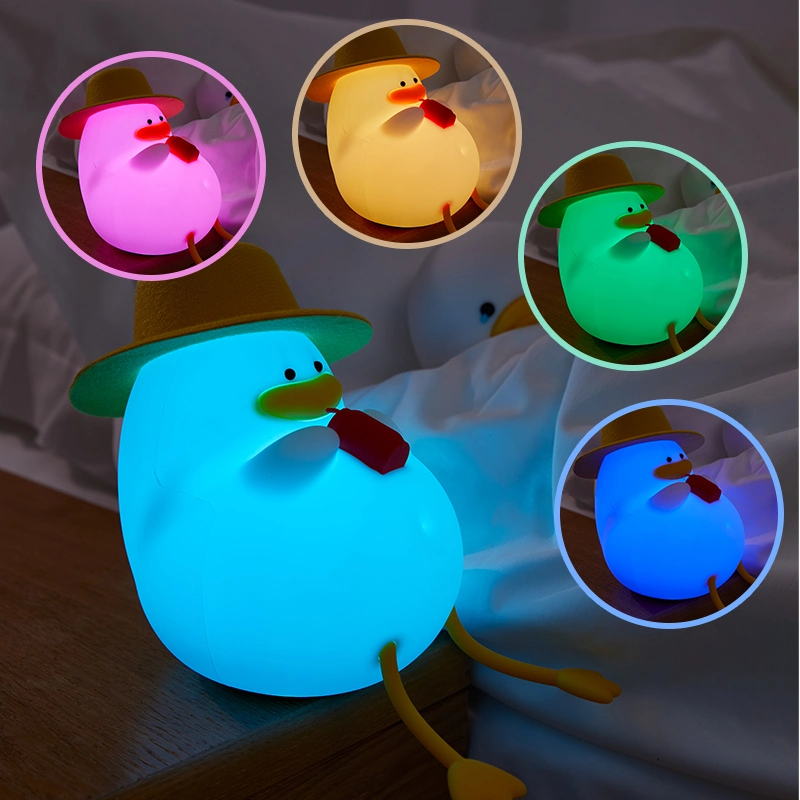 Mini Cute Duck Silicone Night Light Rechargeable Baby Funny Lamp