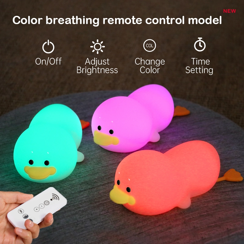 Amazon Newest USB Rechargeable Gg Duck Silicone Night Light with Timer and Remote Control