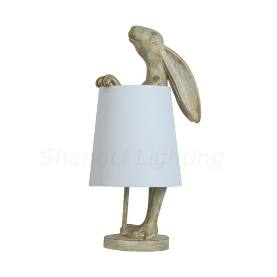 Lámpara de mesa americana Lámpara de mesa de diseño moderno Forma animal de conejo Fabricación de lámpara de mesa nórdica