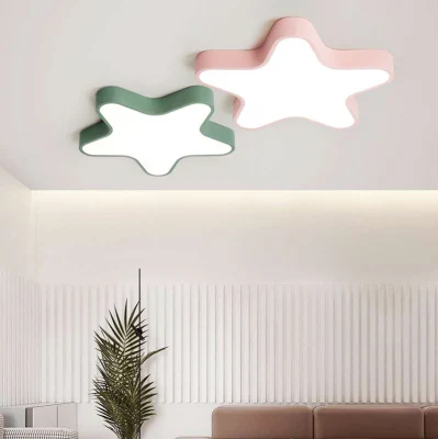 Lámpara de techo LED creativa moderna, estrella azul rosa, luz de techo empotrada para habitación de niños y bebés (WH)