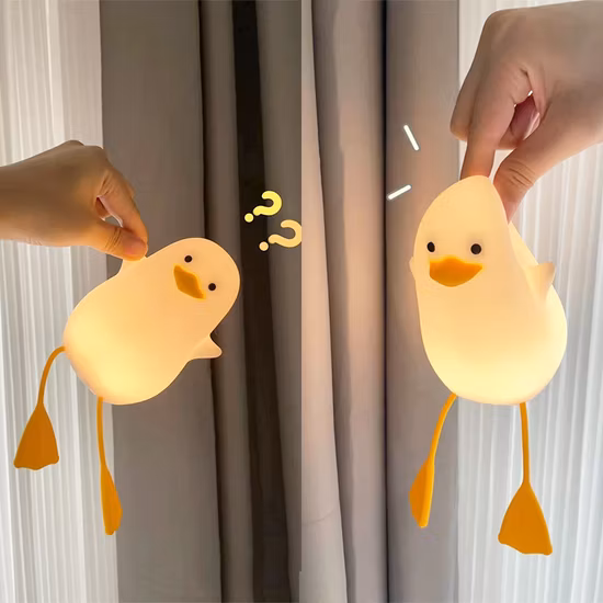 Lámparas de juguetes para niños, creativo, bonito estilo de dibujos animados, pato, regalos para niños, libro, lámpara de mesa con carga de luz