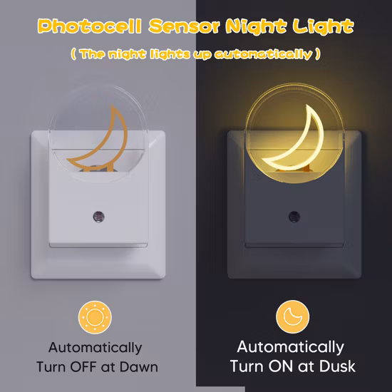 Luz nocturna enchufable en paredes, luz con sensor de movimiento (encendido/automático/apagado), luz nocturna LED RGB regulable de forma continua